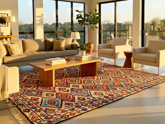 Moroccan Rugs in Open Spaces: Balance, Beauty, and Functionality