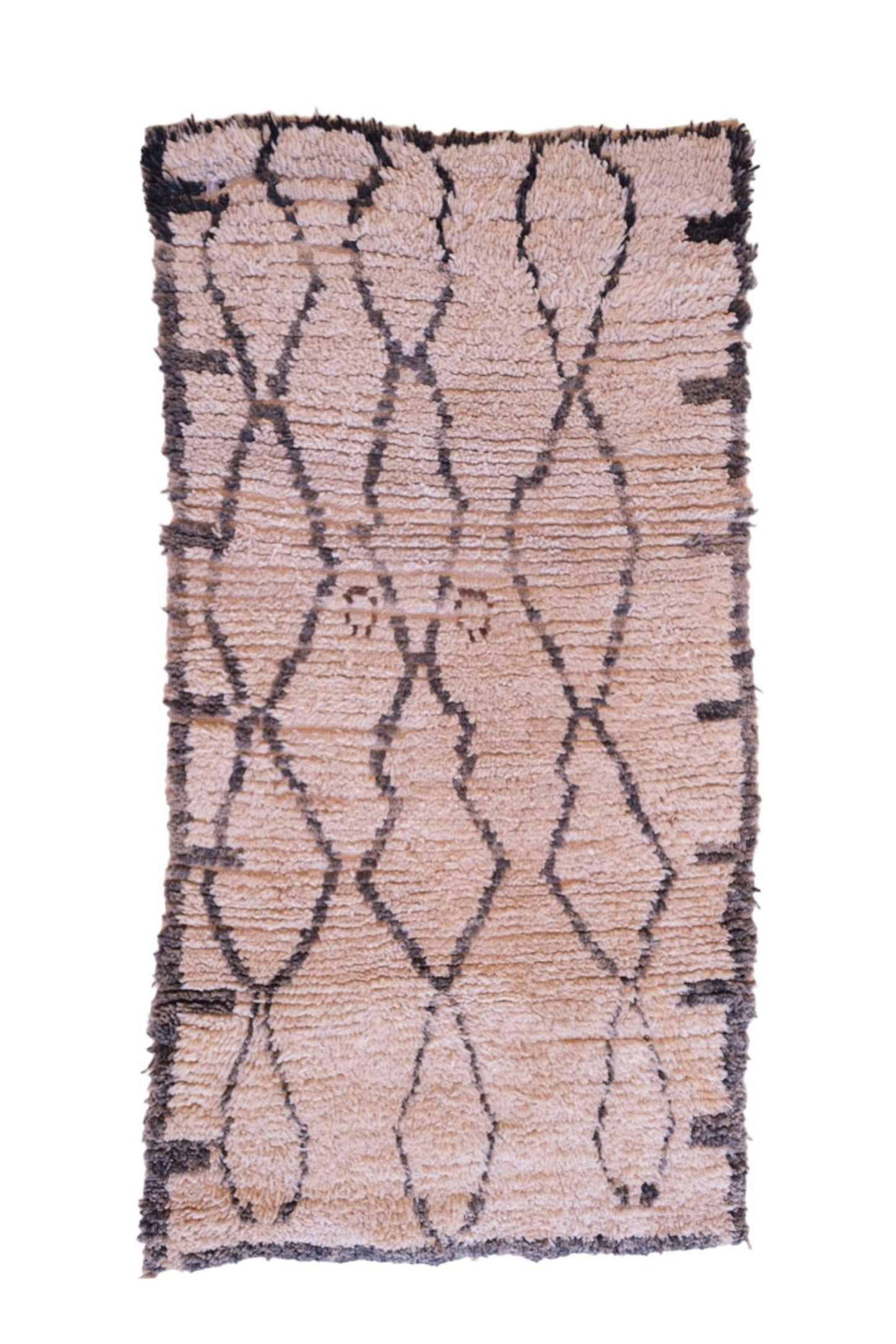 Moroccan Azilal Beige Wool Rug 5 x 2.8 ft / 151 x 86 cm - Surcoma