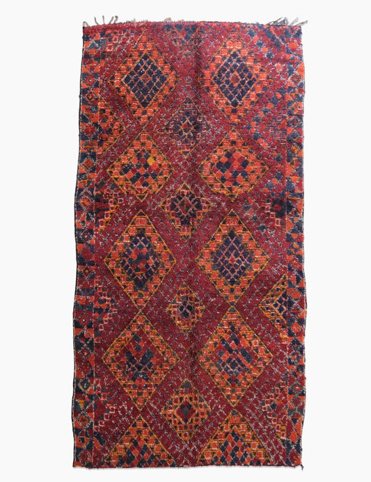 Handwoven Rug with Deep Red and Indigo 12.9 x 6.4 ft / 392 x 195 cm - Surcoma