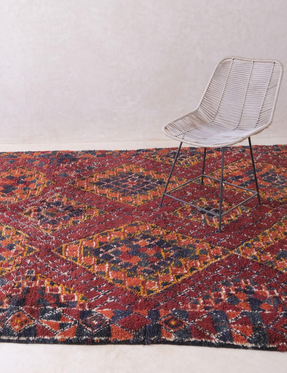Handwoven Rug with Deep Red and Indigo 12.9 x 6.4 ft / 392 x 195 cm - Surcoma
