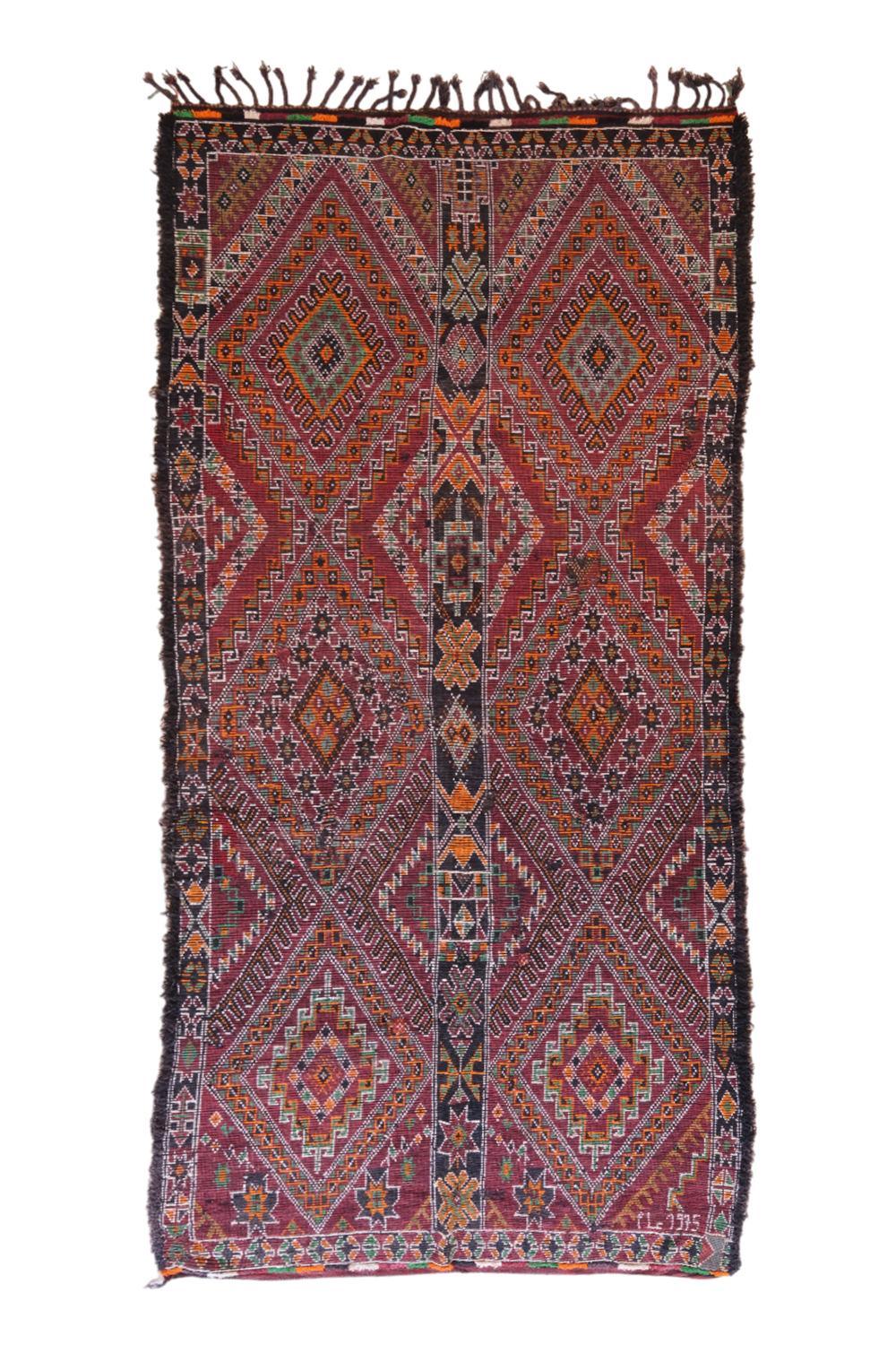1970s Moroccan Collector Wool Rug 13.5 x 6.3 ft / 410 x 192 cm - Surcoma
