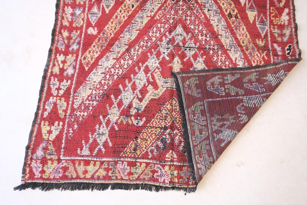 Moroccan Berber Red Wool Rug 5.9 x 5.7 ft / 180 x 175 cm - Surcoma