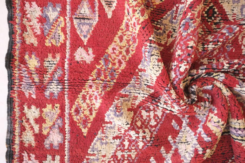 Moroccan Berber Red Wool Rug 5.9 x 5.7 ft / 180 x 175 cm - Surcoma