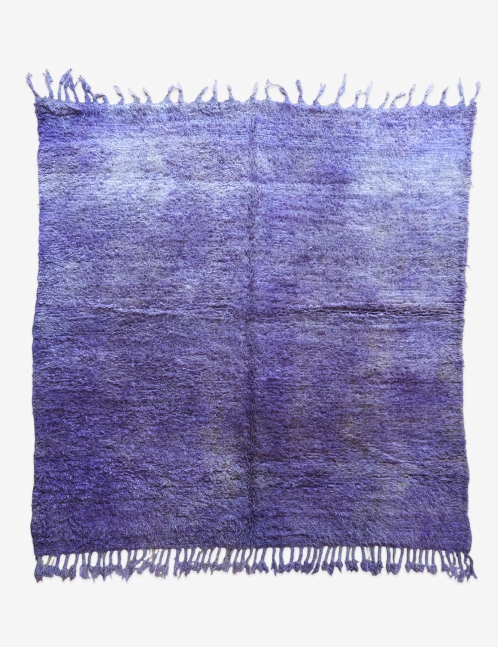 1980s Moroccan Blue Solid Wool Rug 6.9 x 6.2 ft / 210 x 190 cm - Surcoma