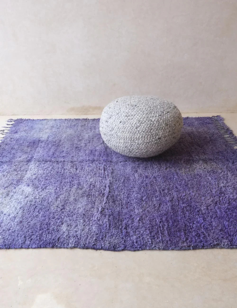 1980s Moroccan Blue Solid Wool Rug 6.9 x 6.2 ft / 210 x 190 cm - Surcoma