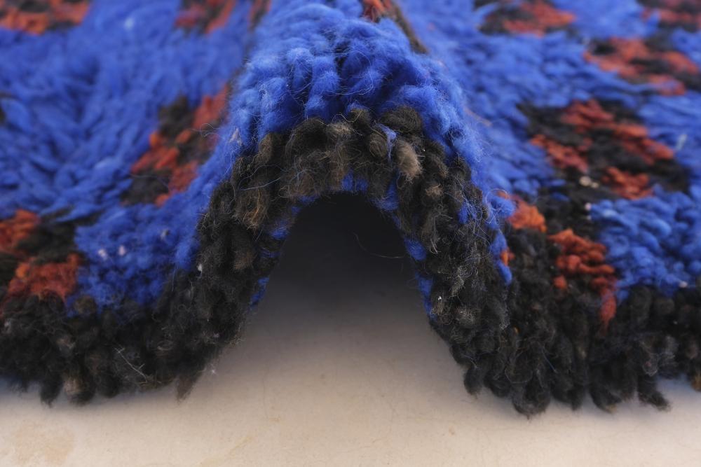 Moroccan Blue Indigo Wool Rug 12.5 x 6.2 ft / 380 x 190 cm - Surcoma