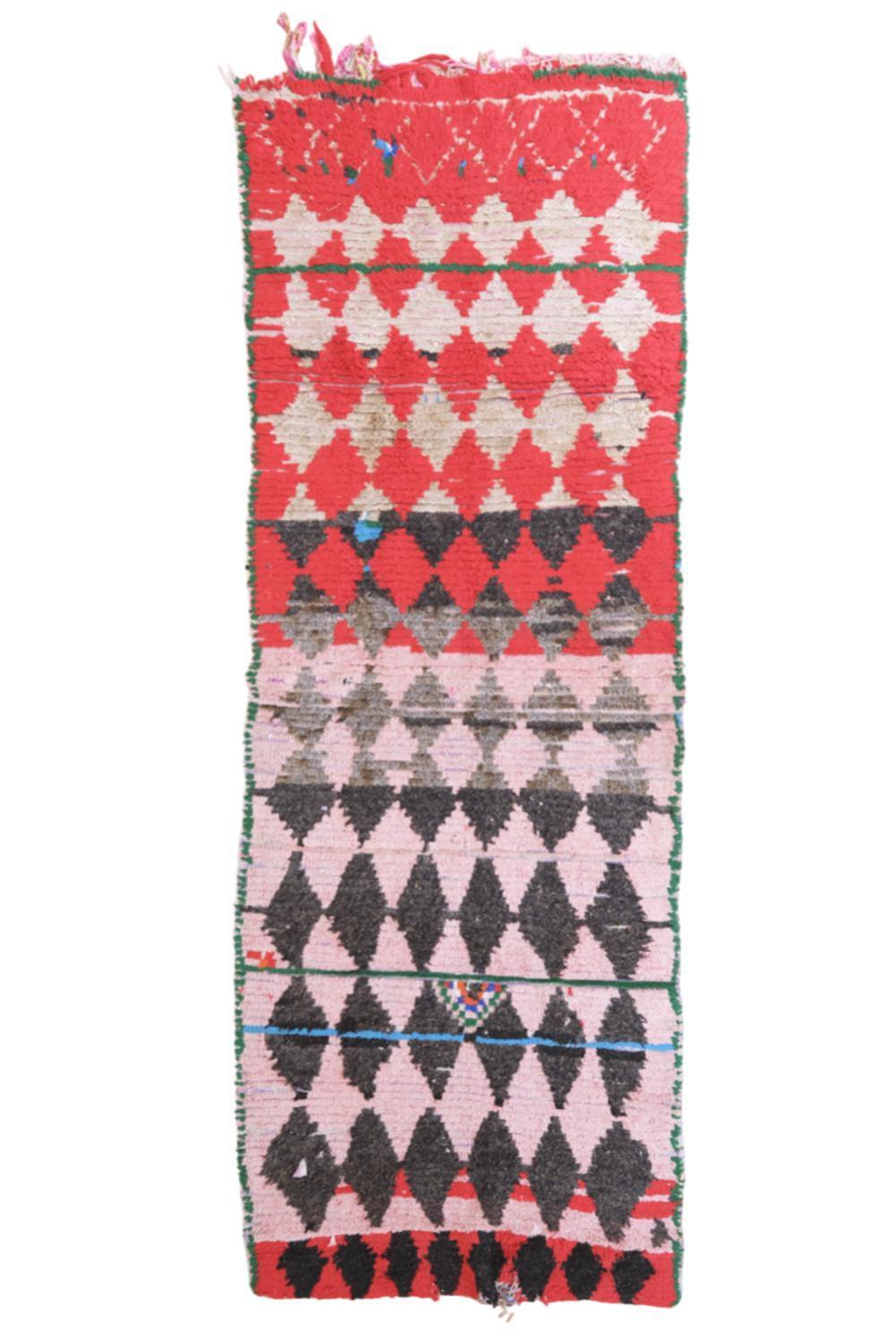 Handknotted Colorful Berber Rug 8.6 x 2.9 ft / 262 x 90 cm - Surcoma