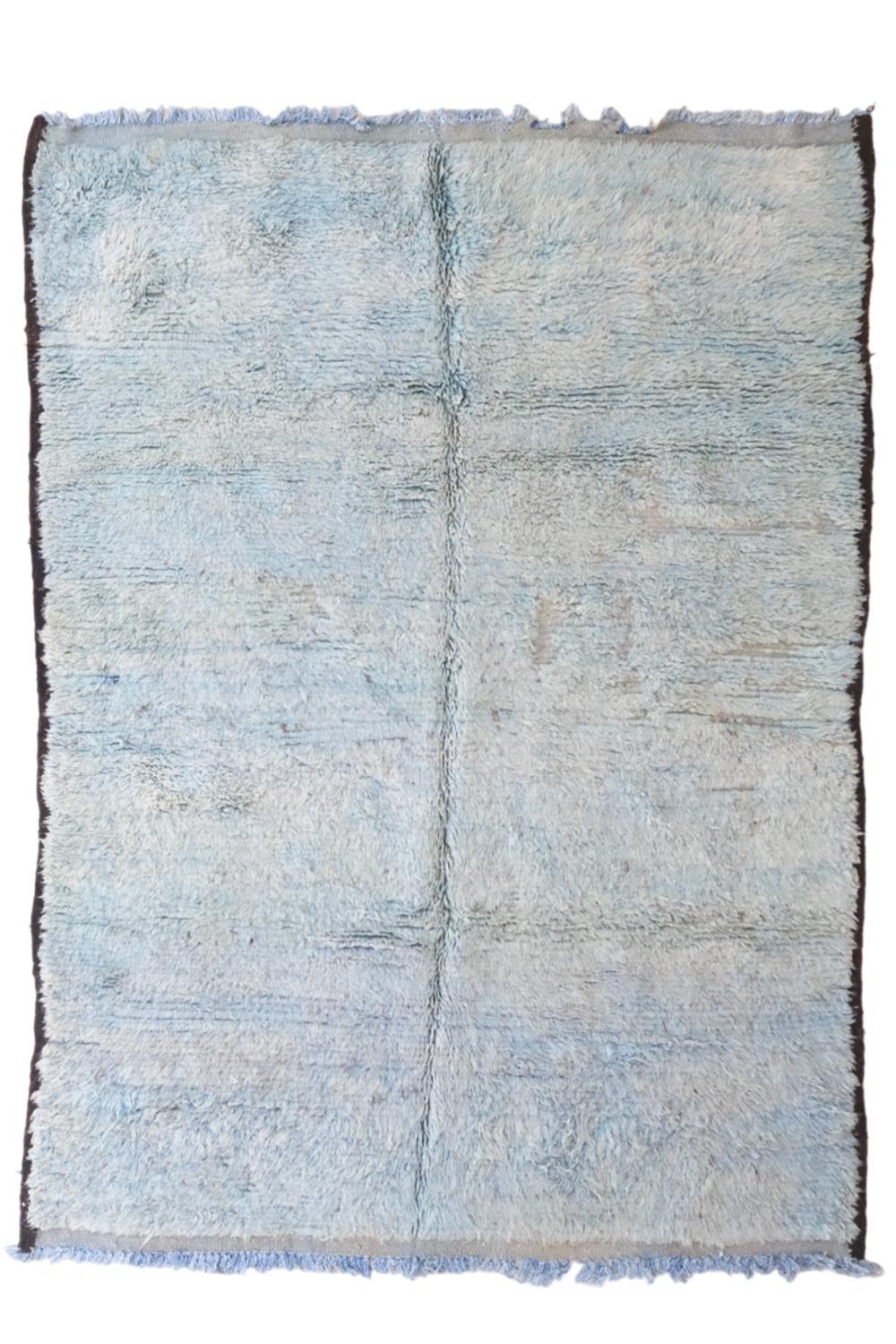 Moroccan Solid Green Beni M'Guild Wool Rug 8.4 x 5.9 ft / 257 x 181 cm - Surcoma