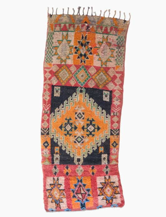 Handwoven Vintage Moroccan Rug 7.9 x 3.2 ft / 240 x 99 cm - Surcoma