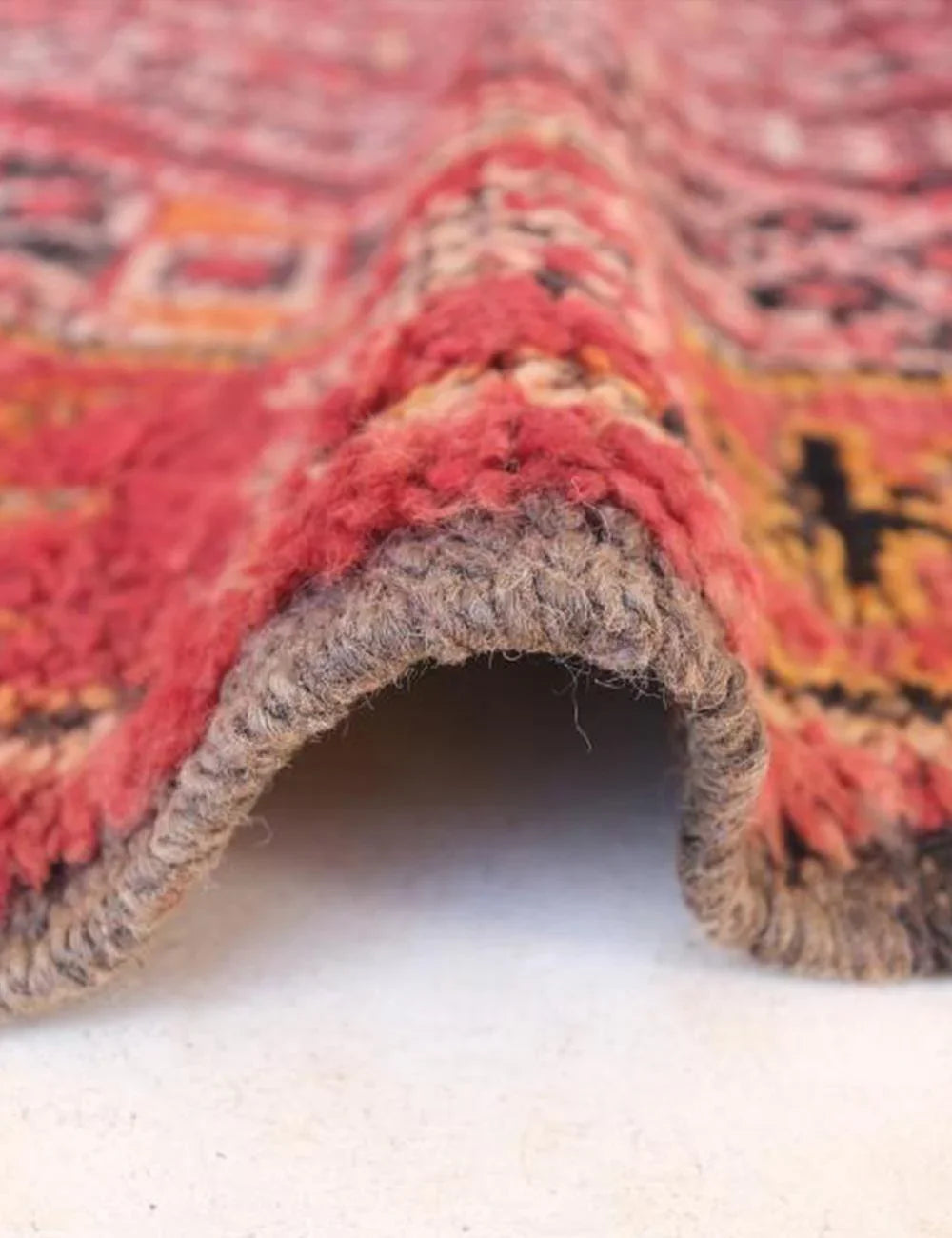 1980s Moroccan Collectible Red Wool Rug 11.2 x 6.5 ft / 341 x 200 cm - Surcoma