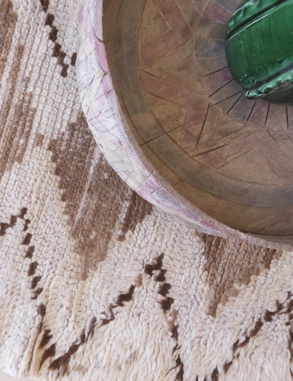 Moroccan Beige Wool Rug 5.5 x 2.3 ft / 168 x 72 cm