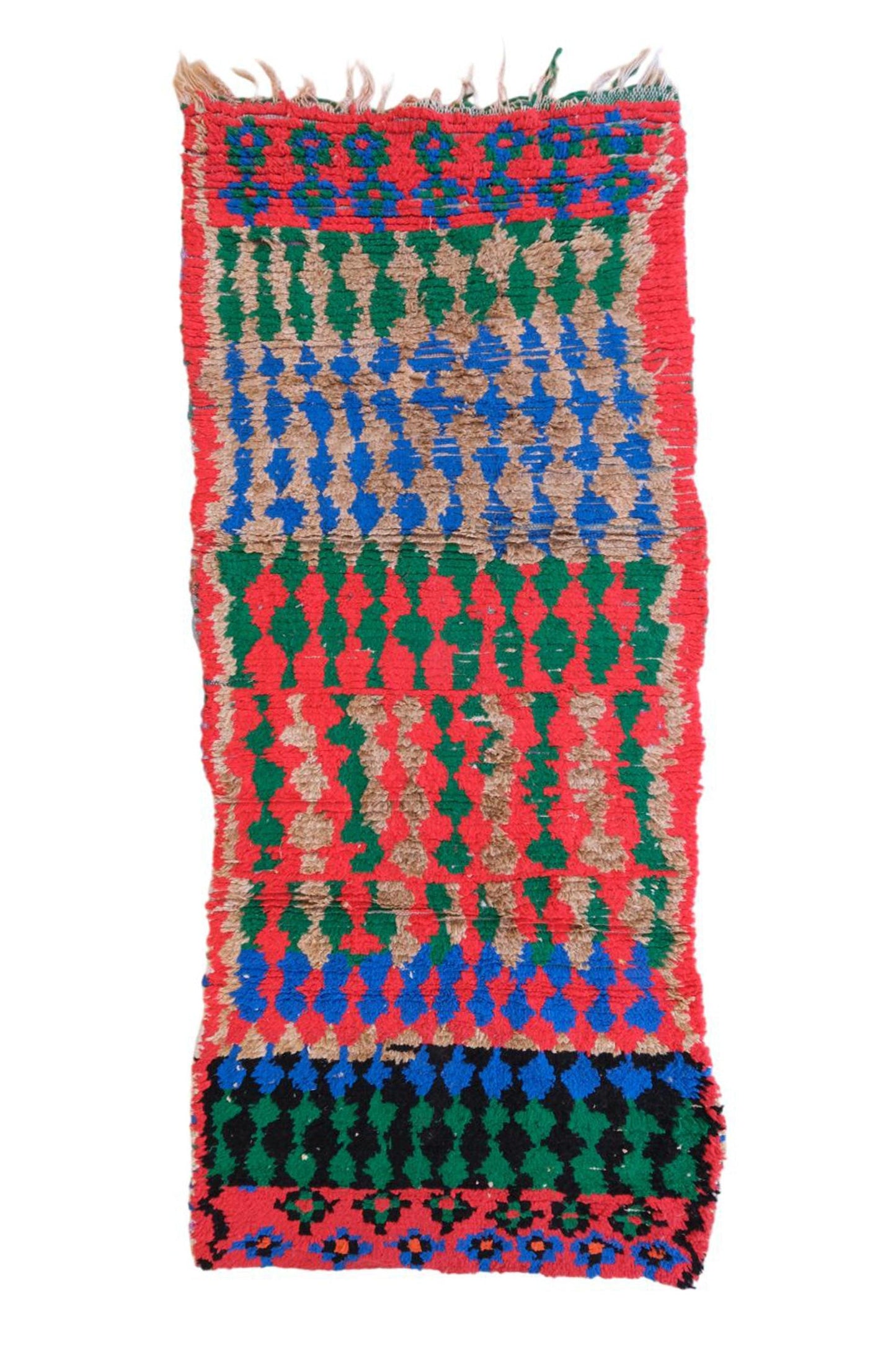 Colorful Handknotted Moroccan Boujad Rug 7.9 x 3.25 ft / 241 x 99 cm - Surcoma
