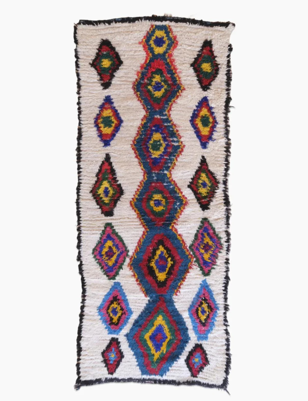 Colorful 1990s Moroccan Azilal Rug 6.3 x 2.4 ft / 192 x 75 cm - Surcoma