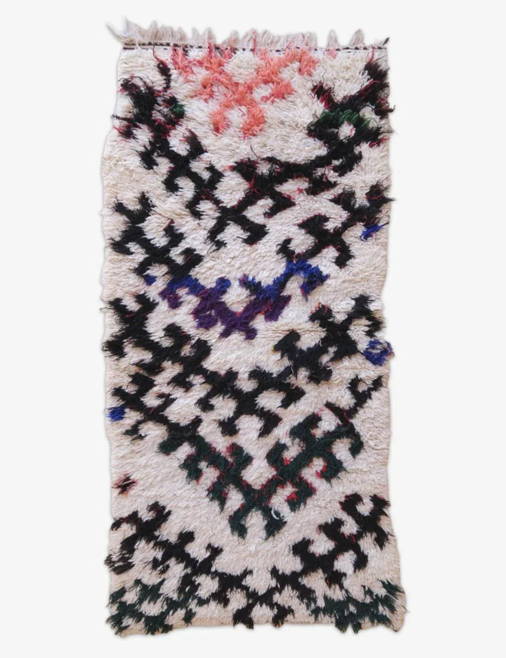 Woven textile with geometric pattern on a white background