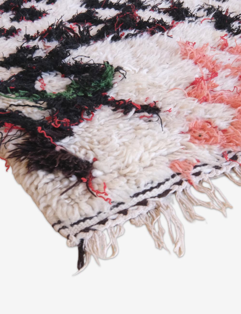 Handwoven Moroccan Berber Rug with Bold Multicolor Geometric Motifs 5.2 x 2.4 ft / 158 x 74 cm