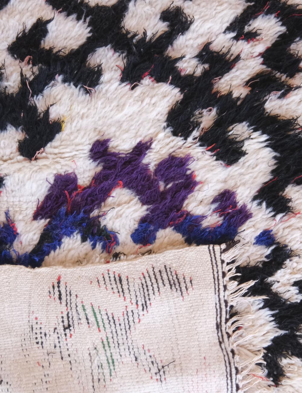 Handwoven Moroccan Berber Rug with Bold Multicolor Geometric Motifs 5.2 x 2.4 ft / 158 x 74 cm
