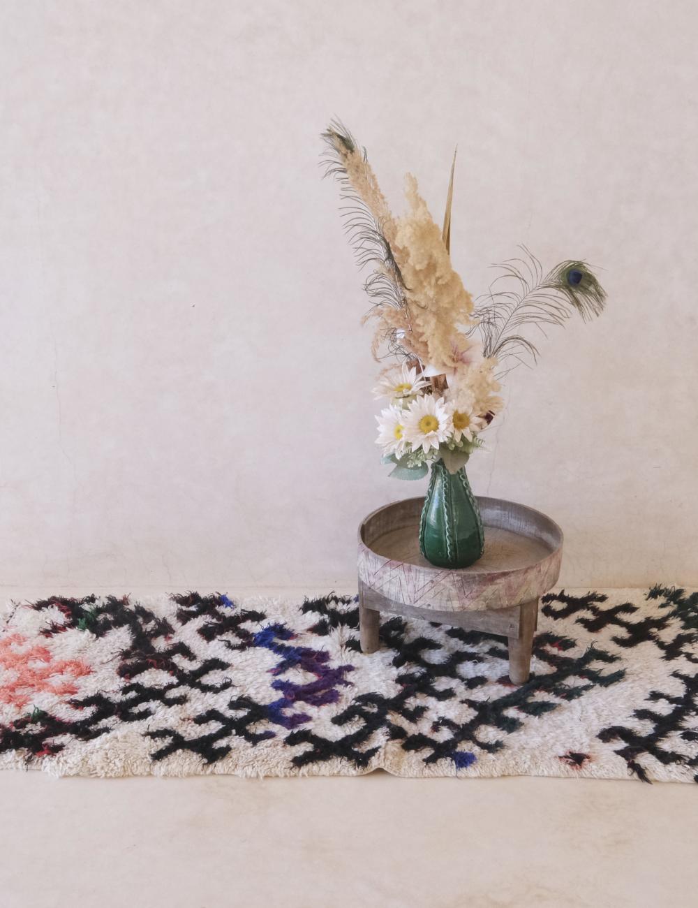 Handwoven Moroccan Berber Rug with Bold Multicolor Geometric Motifs 5.2 x 2.4 ft / 158 x 74 cm