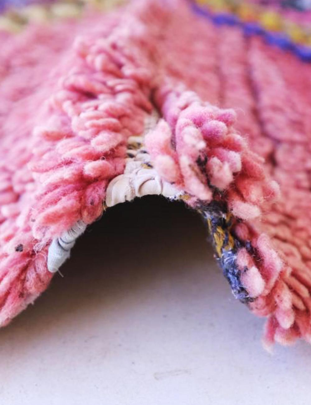 Handmade Pink Moroccan Rug 8 x 4.2 ft / 243 x 130 cm