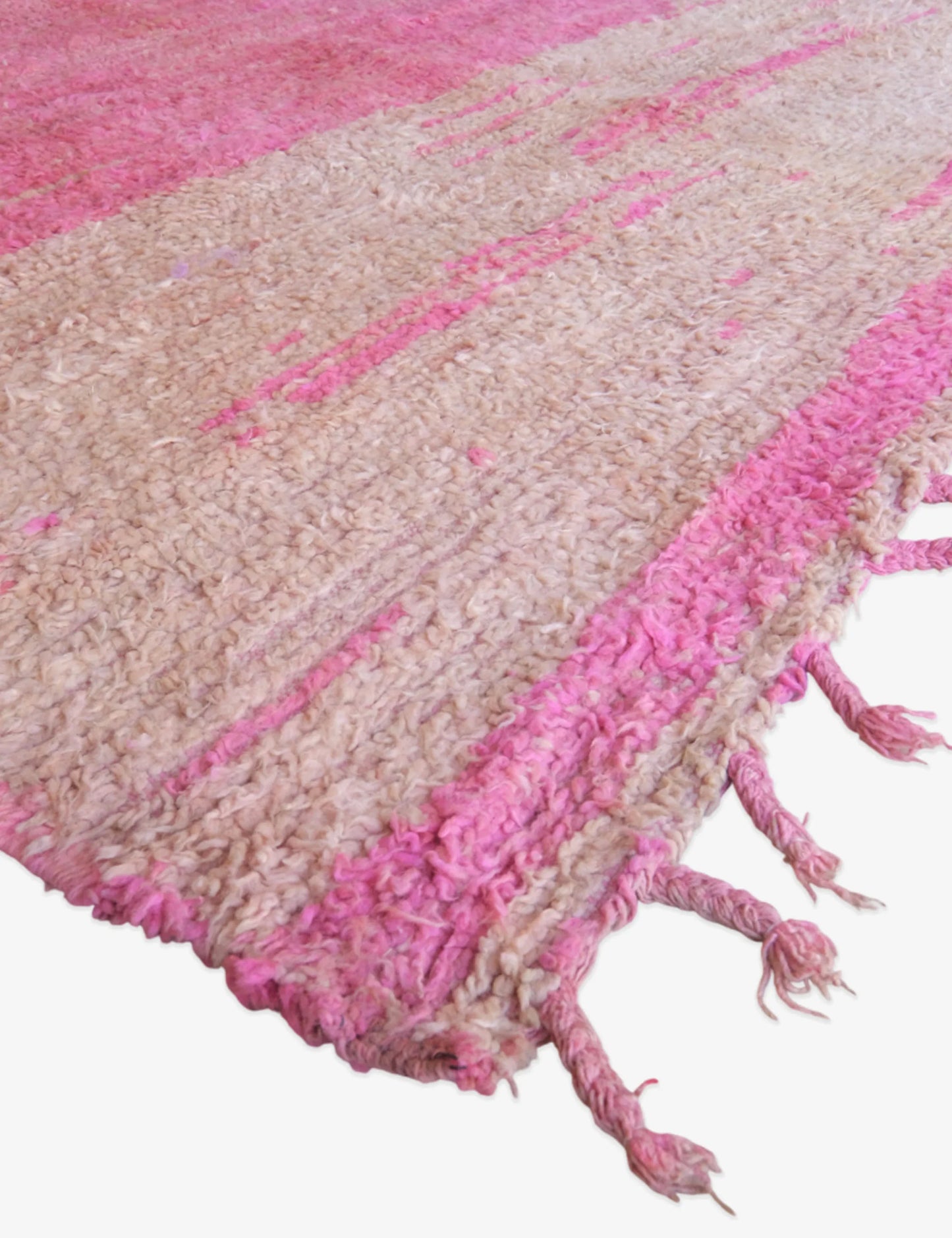 Moroccan Pink Wool Rug 10.4 x 5.7 ft / 317 x 174 cm - Surcoma