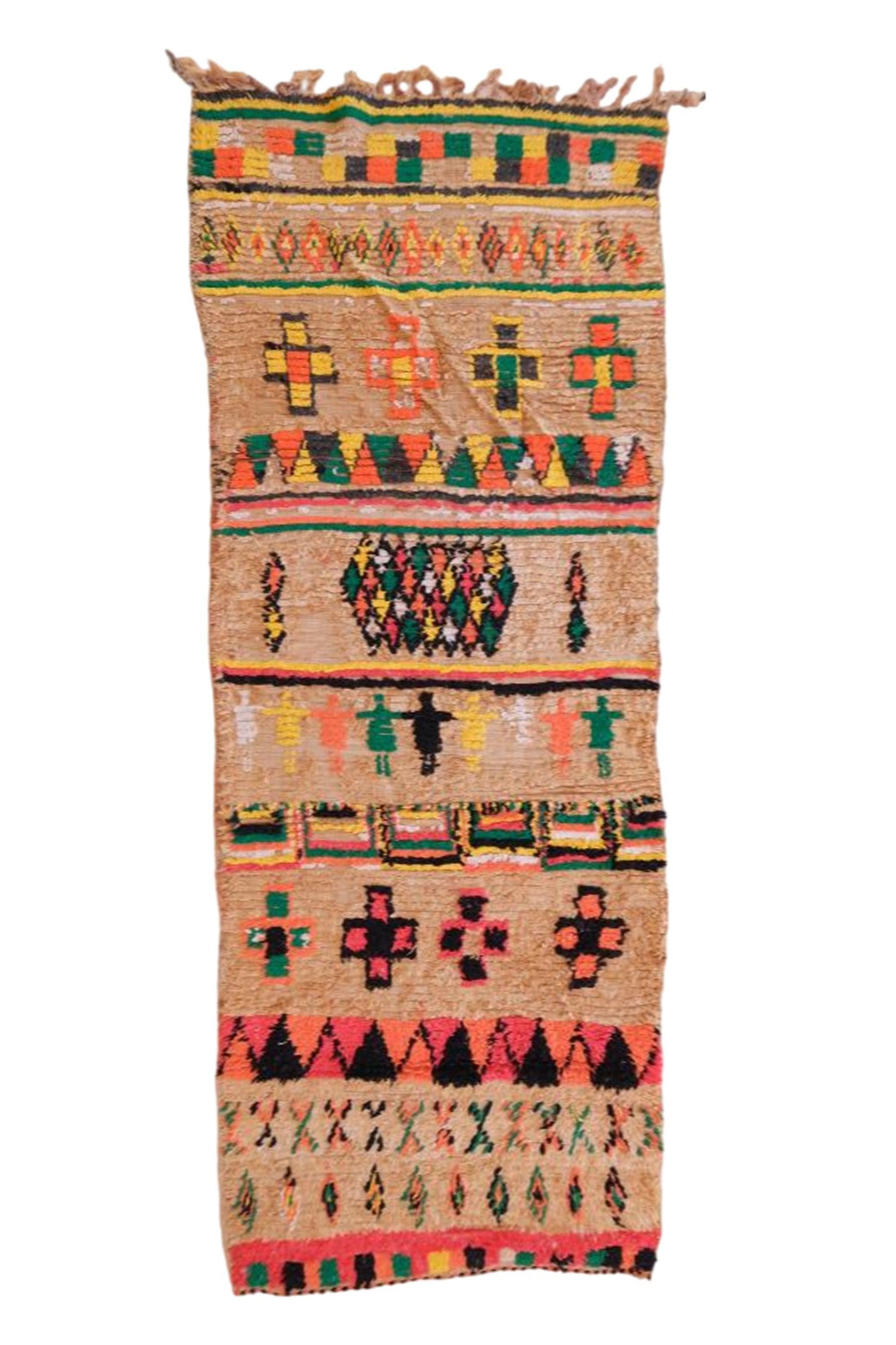 Handmade Moroccan Colorful Runner Rug 8.5 x 3.2 ft / 258 x 98 cm - Surcoma