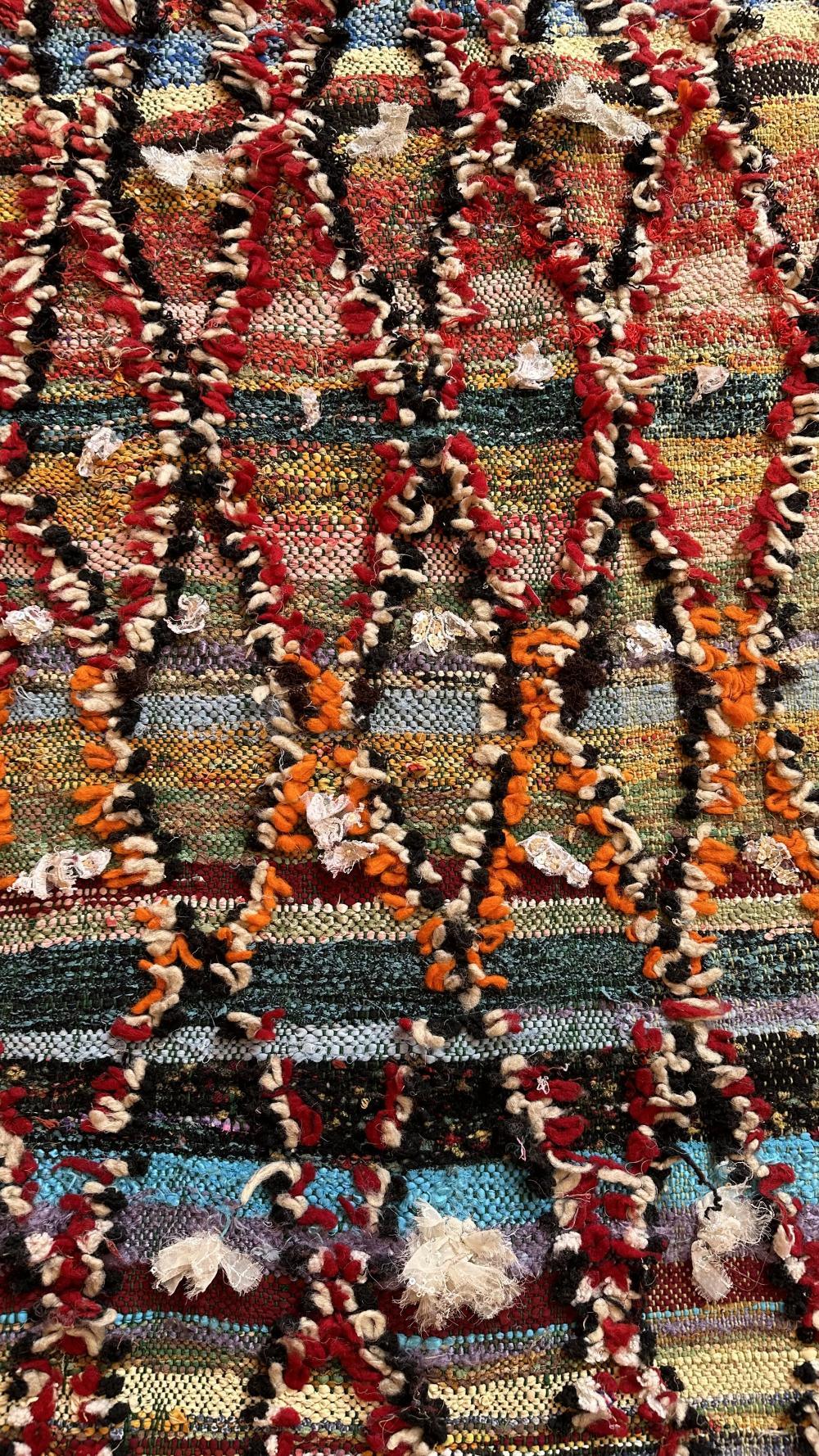 Moroccan Flatwoven Kilim Boucherouite Rug 6.3 x 2.5 ft / 193 x 78 cm - Surcoma