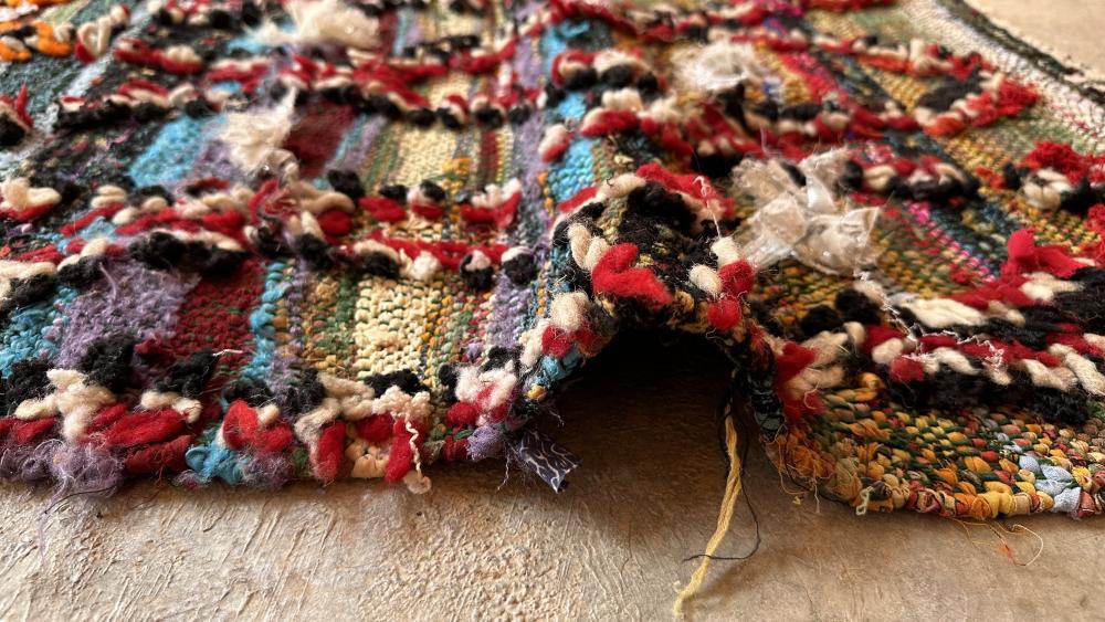 Moroccan Flatwoven Kilim Boucherouite Rug 6.3 x 2.5 ft / 193 x 78 cm - Surcoma