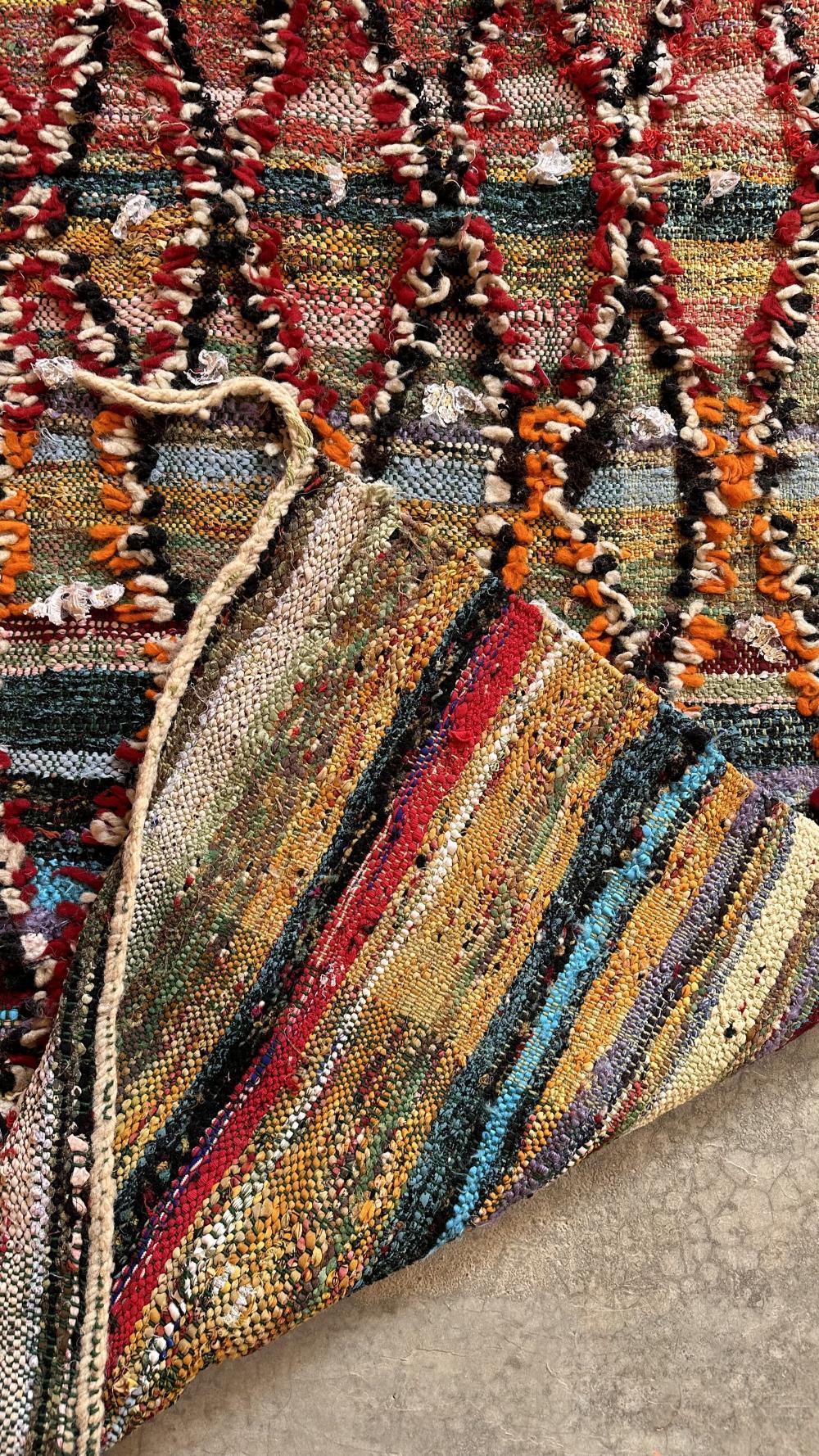 Moroccan Flatwoven Kilim Boucherouite Rug 6.3 x 2.5 ft / 193 x 78 cm - Surcoma