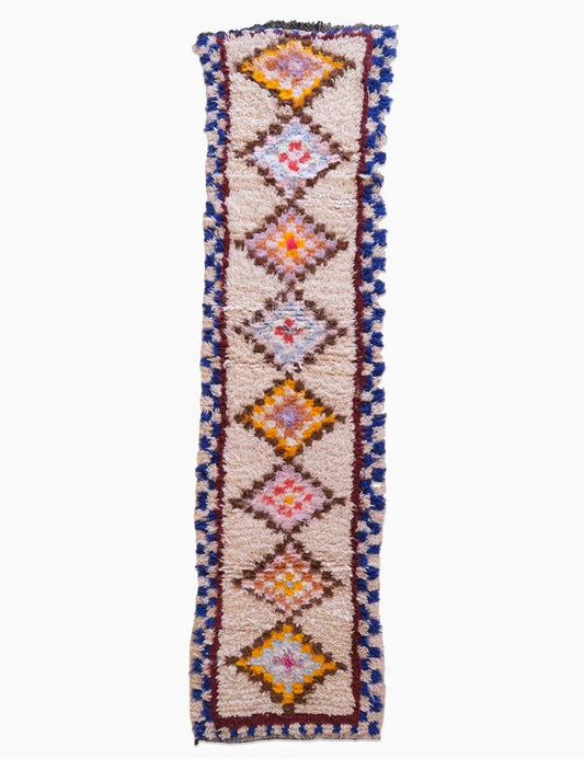 Colorful Moroccan Wool Runner Rug 10.2 x 2.6 ft / 311 x 82 cm - Surcoma