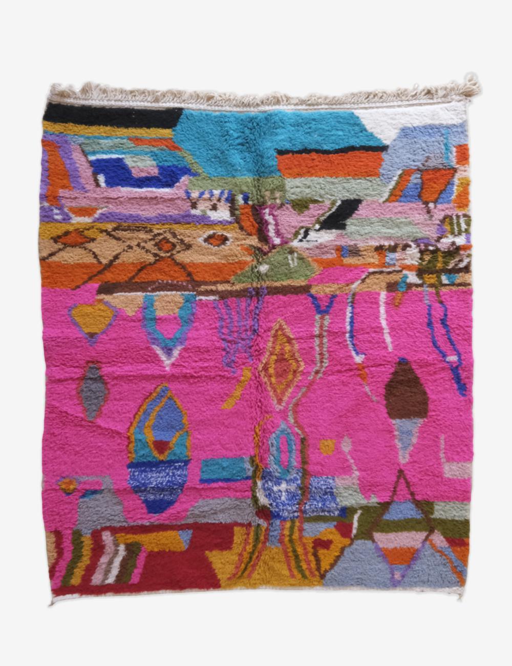 Moroccan Abstract Wool Rug 8.5 x 7.1 ft / 260 x 218 cm - Surcoma