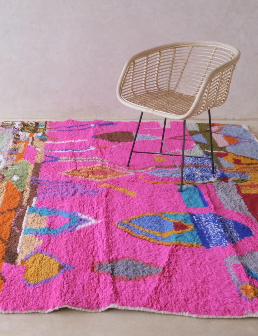 Moroccan Abstract Wool Rug 8.5 x 7.1 ft / 260 x 218 cm - Surcoma