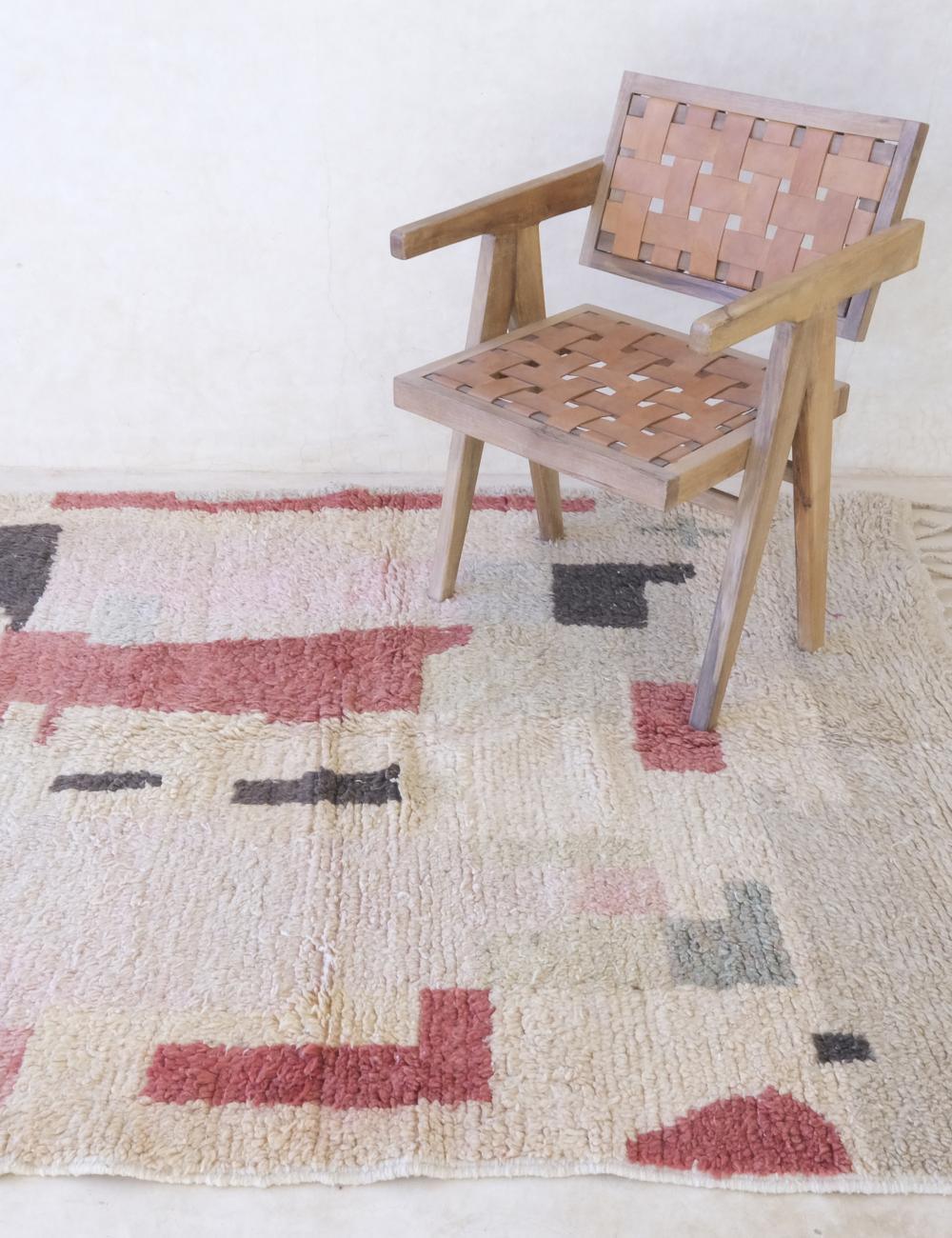 Small Moroccan Abstract Wool Rug 6.2 x 5.1 ft / 188 x 157 cm - Surcoma