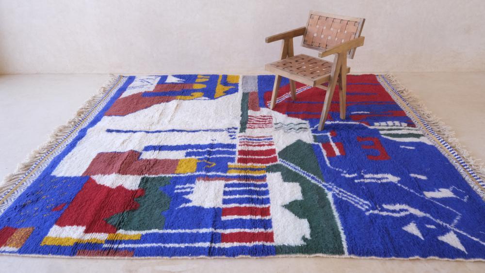 Moroccan Abstract Wool Rug 9.5 x 8.2 ft / 290 x 250 cm - Surcoma