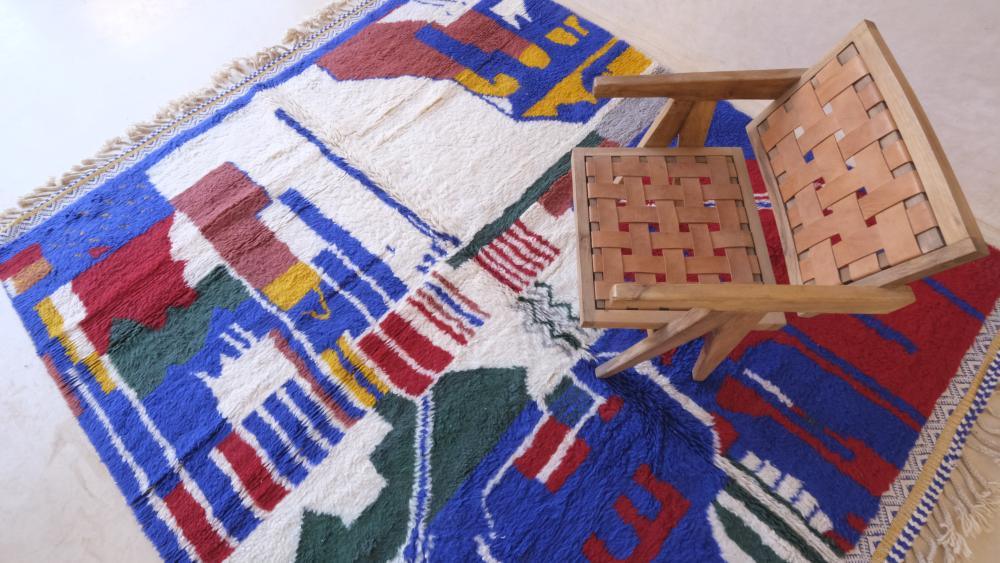 Moroccan Abstract Wool Rug 9.5 x 8.2 ft / 290 x 250 cm - Surcoma