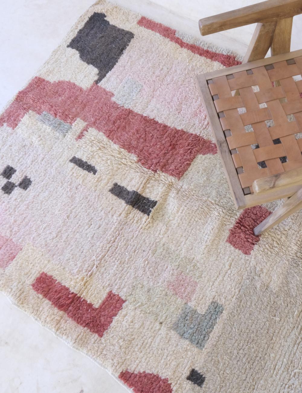 Small Moroccan Abstract Wool Rug 6.2 x 5.1 ft / 188 x 157 cm - Surcoma