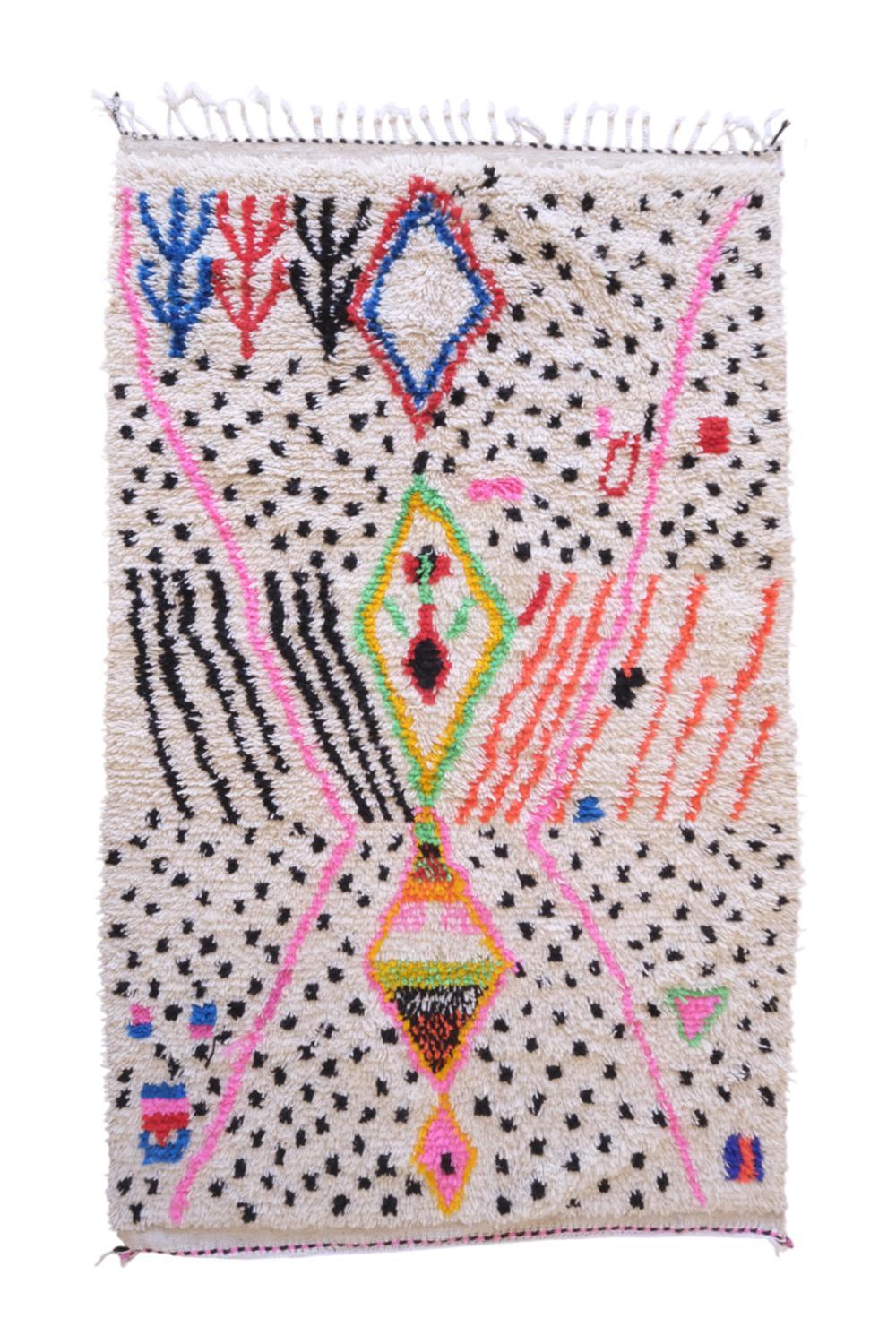 Moroccan Azilal Neon Wool Rug 7.3 x 4 ft / 222 x 124 cm - Surcoma
