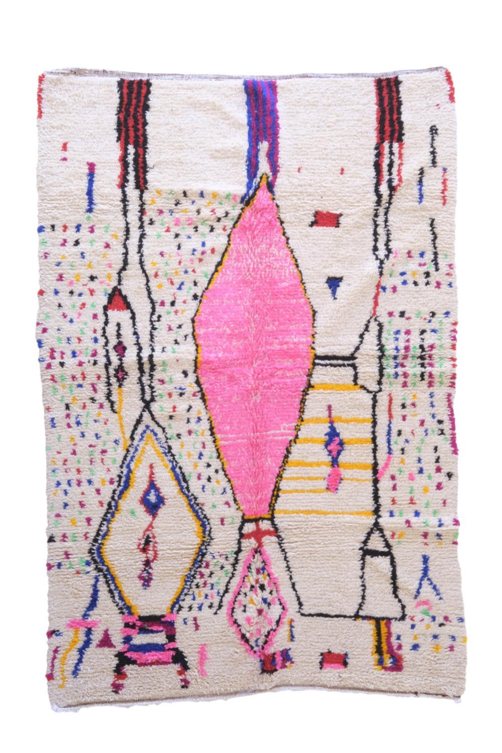 2020s Moroccan Azilal Neon Rug 8.8 x 5.91 ft / 269 x 180 cm - Surcoma