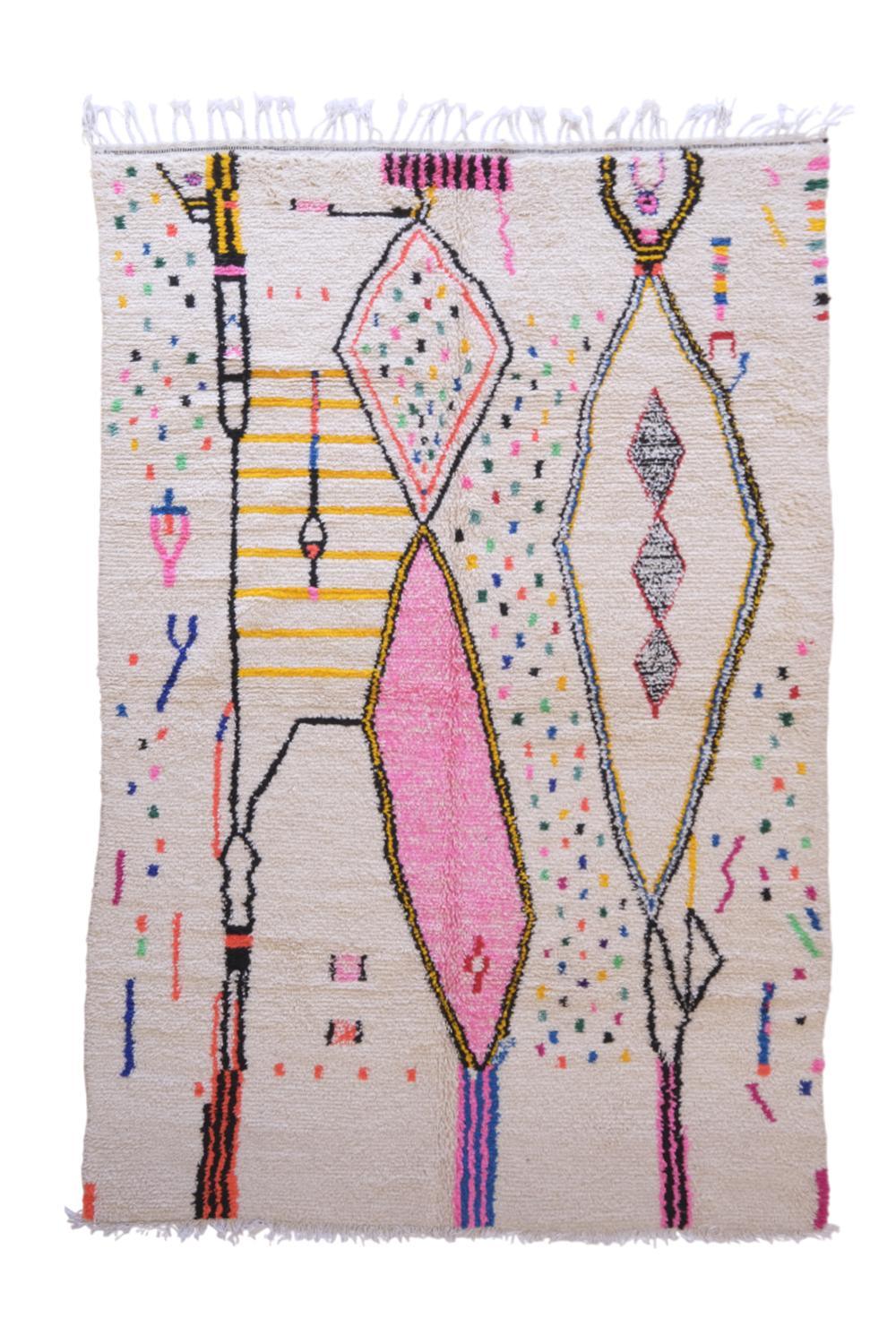Moroccan Azilal Wool Rug 9.9 x 6.3 ft / 302 x 193 cm - Surcoma