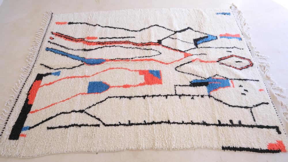 Moroccan Azilal Wool Rug 9.5 x 6.4 ft / 290 x 196 cm - Surcoma