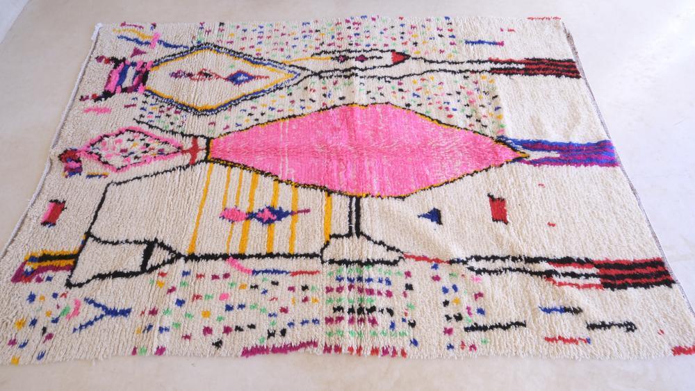 2020s Moroccan Azilal Neon Rug 8.8 x 5.91 ft / 269 x 180 cm - Surcoma