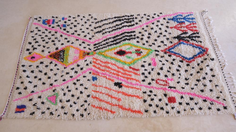 Moroccan Azilal Neon Wool Rug 7.3 x 4 ft / 222 x 124 cm - Surcoma
