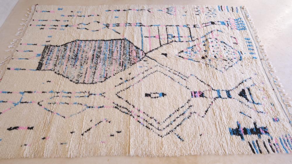 Moroccan Azilal Wool Rug 9.5 x 6.3 ft / 291 x 193 cm - Surcoma