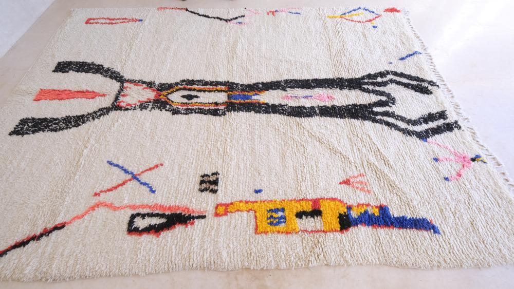 Moroccan Azilal Wool Rug 10.8 x 7.6 ft / 328 x 233 cm - Surcoma