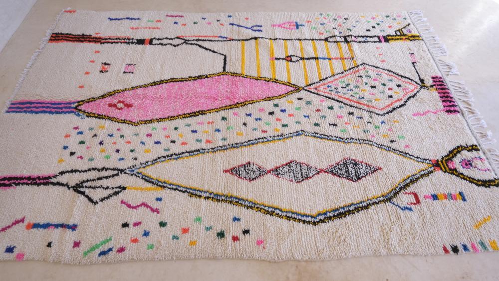 Moroccan Azilal Wool Rug 9.9 x 6.3 ft / 302 x 193 cm - Surcoma
