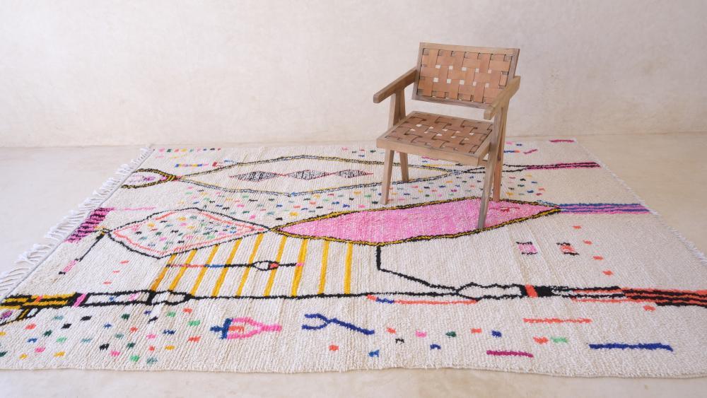 Moroccan Azilal Wool Rug 9.9 x 6.3 ft / 302 x 193 cm - Surcoma