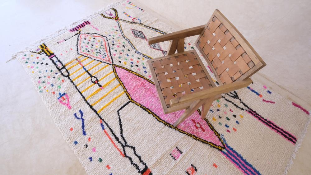 Moroccan Azilal Wool Rug 9.9 x 6.3 ft / 302 x 193 cm - Surcoma