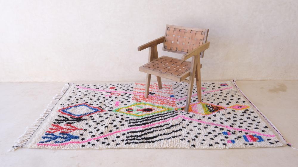 Moroccan Azilal Neon Wool Rug 7.3 x 4 ft / 222 x 124 cm - Surcoma