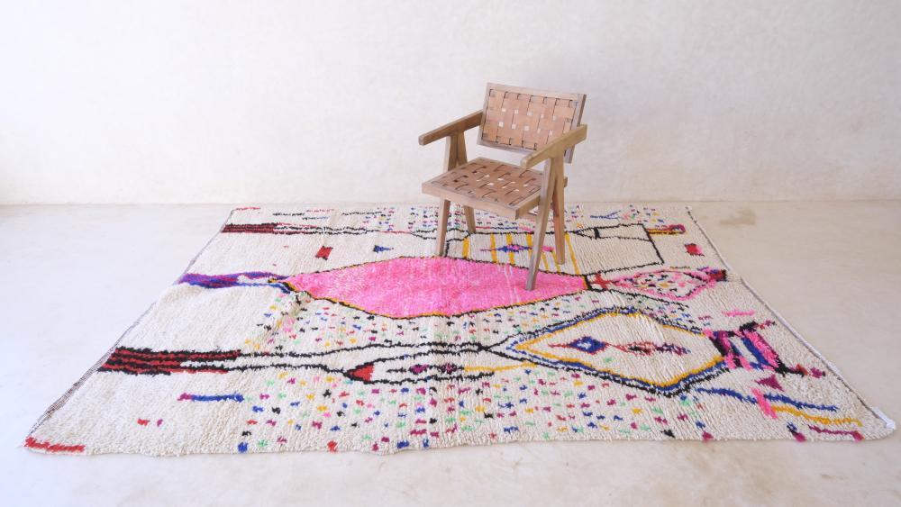 2020s Moroccan Azilal Neon Rug 8.8 x 5.91 ft / 269 x 180 cm - Surcoma