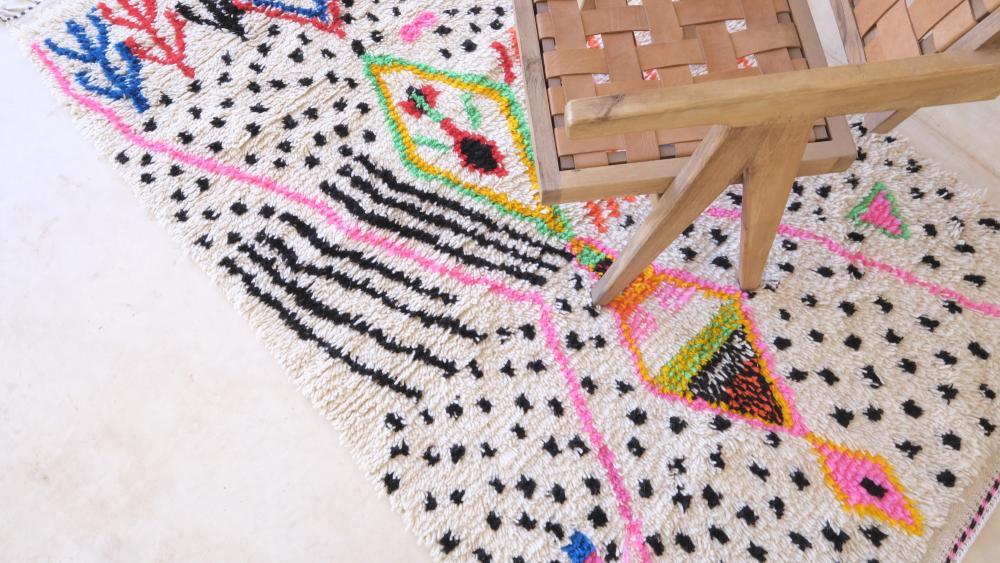 Moroccan Azilal Neon Wool Rug 7.3 x 4 ft / 222 x 124 cm - Surcoma