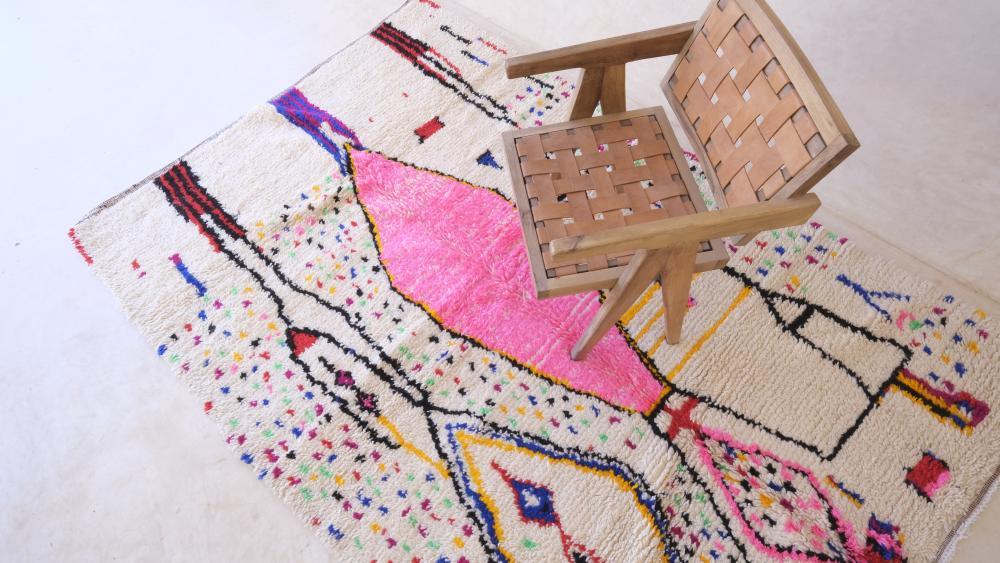 2020s Moroccan Azilal Neon Rug 8.8 x 5.91 ft / 269 x 180 cm - Surcoma