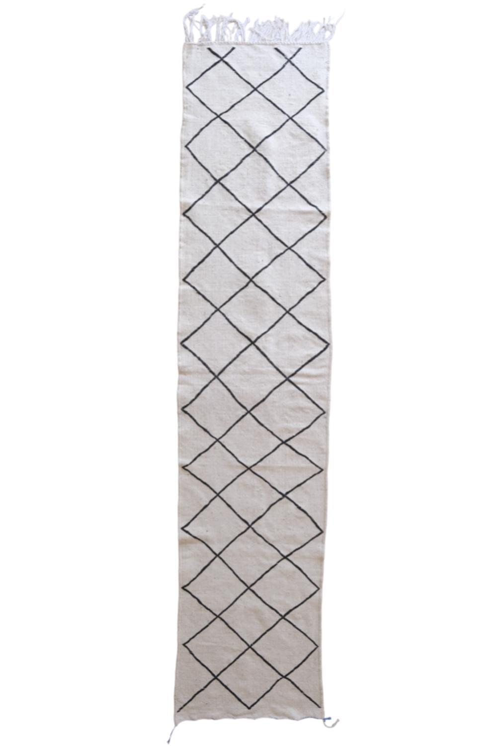 Beni Ourain Hallway Flatweave Rug 10.8 x 2.4 ft / 328 x 73 cm - Surcoma